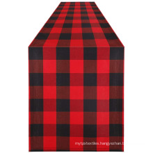 Reador Wholesale Cotton Red and Black Plaid Classic Design Table Runner for Dinner Christmas Holiday Birthday Party Table
